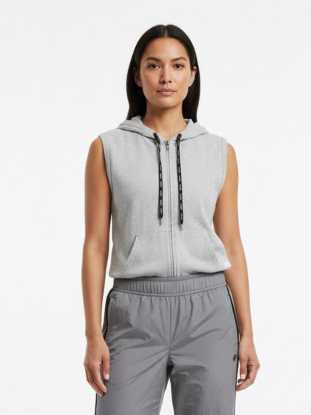 Aerie Fit Full Zip Hoodie Sleeveless Gray Normcore Travel Athleisure Active M